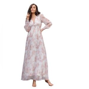 Baltic Born NWT Olivia Floral Long Sleeve Maxi Gown Dress Pink Size Large
